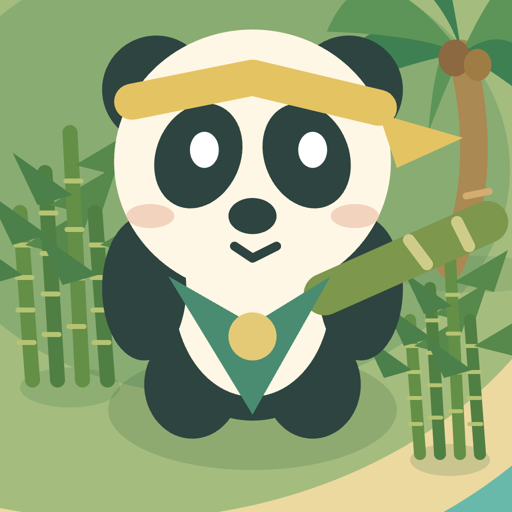 Bamboo and Brave app icon: a Jade Guardian panda among bamboo and palms