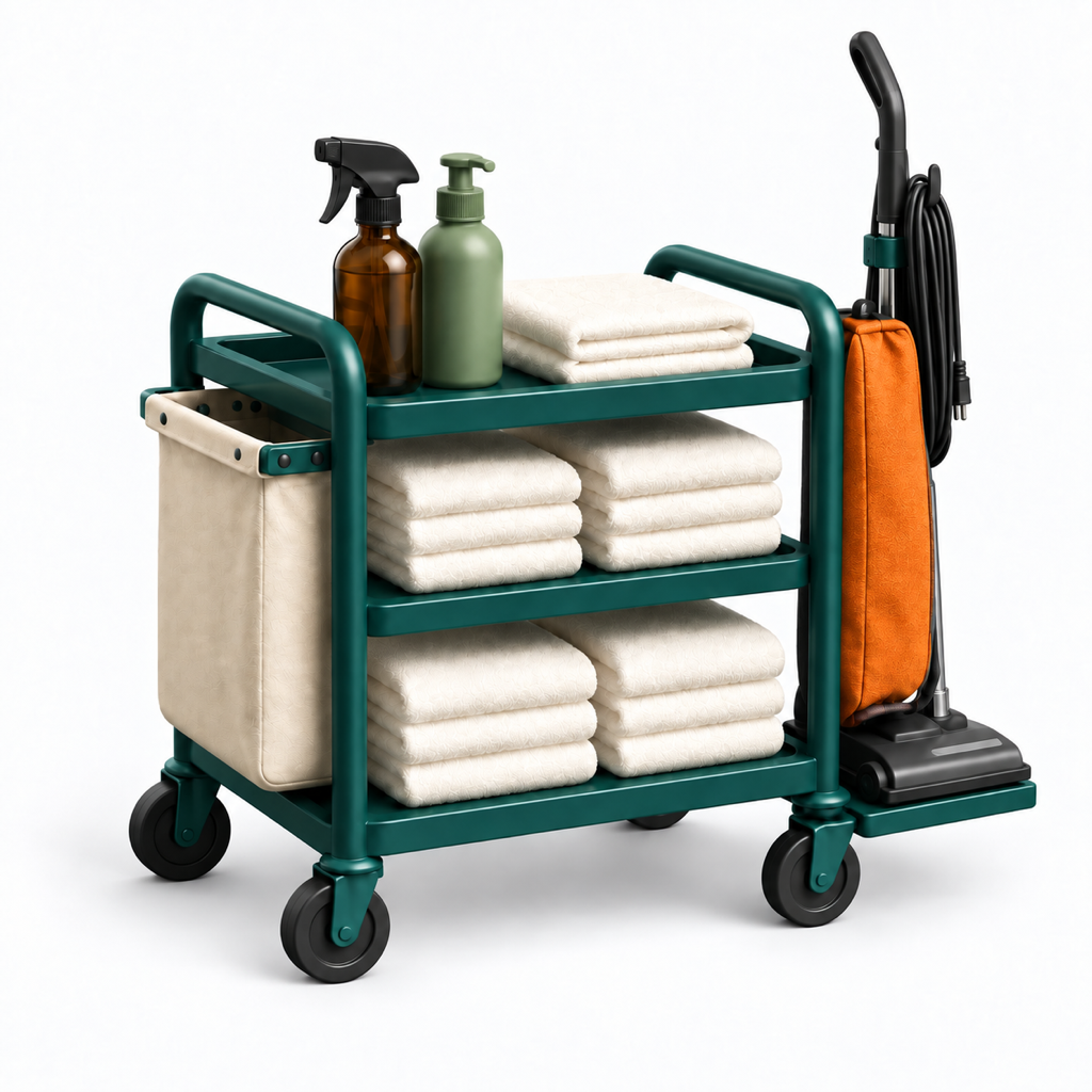 InnCommand app icon: a housekeeping cart with fresh towels